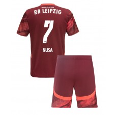 RB Leipzig Antonio Nusa #7 Bortedraktsett Barn 2024-25 Kortermet (+ korte bukser)